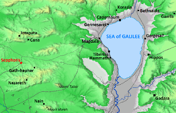 Towns and Villages in Galilee during Jesus' Day Map Source: Bible Mapper