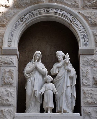 Statue of Holy Family, Church of St Joseph in grounds of Basilica, Nazareth Art Source: catholicreview.org 